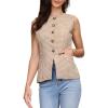 image:imageAllegra K Plaid Vest Top for Womens Gingham Button Down Sleeveless Office Crew Neck Dressy WaistcoatKhaki