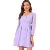 image:imageAllegra K Womens Casual V Neck Long Sleeve Swiss Dots Chiffon Mini Dress