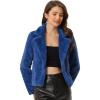 image:imageAllegra K Womens Cropped Faux Fur Jacket Lapel Cardigan Shrug 2024 Winter Fluffy Faux Fur CoatRoyal Blue