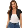 image:imageAllegra K Womens Denim Jacket Cap Sleeve Cropped Open Front Shrugs Casual Summer Jean JacketsBlack