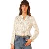 image:imageAllegra K Womens Floral Button Front V Neck Long Sleeve Peplum Hem Crop Top
