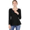 image:imageAllegra K Womens Long Sleeves Scoop Neck Casual Peplum Shirt TopsBlack