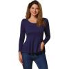 image:imageAllegra K Womens Long Sleeves Scoop Neck Casual Peplum Shirt TopsDark Blue