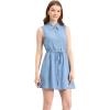 image:imageAllegra K Womens Sleeveless Shirt Dress Point Collar Drawstring Waist Button Down Shirtdress