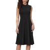 image:imageAllegra K Work Dresses for Womens 2026 Mock Neck Sleeveless A Line Midi DressBlack