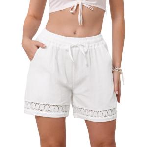 image:imageAllegra K Linen Shorts for Womens Casual Summer Beach Drawstring High Waisted Shorts with PocketsWhite