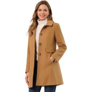 image:imageAllegra K Womens 2025 Coat Winter Classic Vintage MidLength Lapel Collar Single Breasted OvercoatKhaki