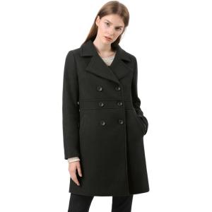 image:imageAllegra K Womens 2025 Winter Outerwear MidLong Double Breasted Pea CoatBlack