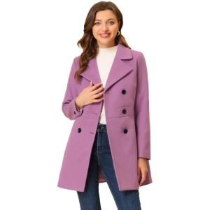 image:imageAllegra K Womens 2025 Winter Outerwear MidLong Double Breasted Pea CoatPurple