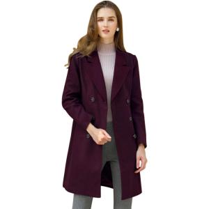 image:imageAllegra K Womens 2025 Winter Outerwear MidLong Double Breasted Pea CoatPurplish