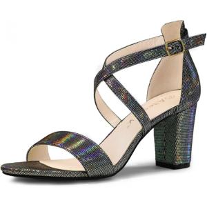 image:imageAllegra K Womens Colorful Cross Strappy Block Heel Sandals
