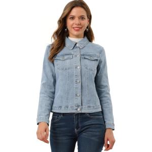 image:imageAllegra K Womens Denim Coat Jean Button Front Washed Vintage JacketLight Blue