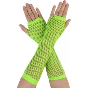 image:imageAllegra K Womens Fingerless Mesh 1980s Fancy Dress Party Costume Accessories Fishnet Gloves 2 PairsGreen