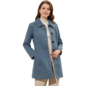 image:imageAllegra K Womens Pea Coat Single Breasted Long Sleeve Warm Casual Overcoat with Pockets Winter OutwearGrey Blue