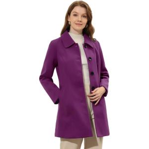image:imageAllegra K Womens Pea Coat Single Breasted Long Sleeve Warm Casual Overcoat with Pockets Winter OutwearPurple