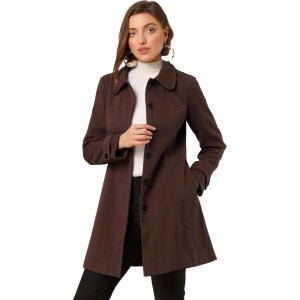 image:imageAllegra K Womens Peter Pan Collar Overcoat Single Breasted Pockets Winter Long CoatDeep Brown