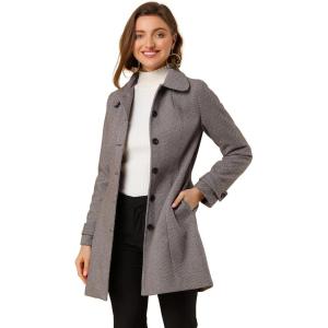 image:imageAllegra K Womens Peter Pan Collar Overcoat Single Breasted Pockets Winter Long CoatLight Brown