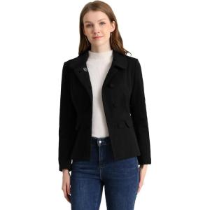 image:imageAllegra K Womens Peter Pan Collar Peacoat Double Breasted Short CoatBlack