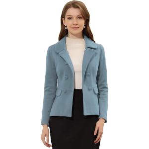 image:imageAllegra K Womens Peter Pan Collar Peacoat Double Breasted Short CoatGrey Blue