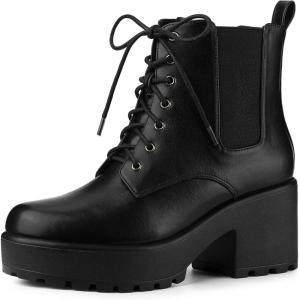 image:imageAllegra K Womens Platform Lace Up Ankle Boots Chelsea Black Combat Boots  7 M US