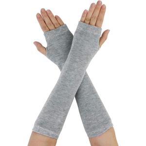 image:imageAllegra K Womens Winter Warmers Fingerless Thumbhole Elastic Long Knitted Party Costume GlovesLight Gray
