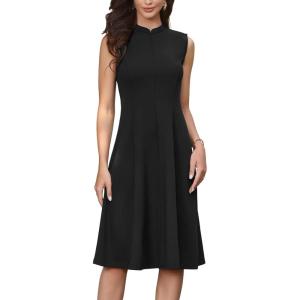 image:imageAllegra K Work Dresses for Womens 2026 Mock Neck Sleeveless A Line Midi DressBlack