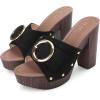image:imageAllegra K Womens Buckle Slip on Platform Chunky Heels SandalsBlack