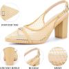 image:imageAllegra K Womens Pointed Toe Mesh Heel Buckle Decor Chunky Heels PumpsBeige
