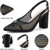 image:imageAllegra K Womens Pointed Toe Mesh Heel Buckle Decor Chunky Heels PumpsBlack