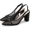 image:imageAllegra K Womens Pointed Toe Mesh Heel Buckle Decor Chunky Heels PumpsBlack