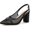 image:imageAllegra K Womens Pointed Toe Mesh Heel Buckle Decor Chunky Heels PumpsBlack