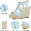 image:imageAllegra K Womens Wedges Zipper Sandals Platform Wedges Heels SandalsLight Blue