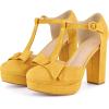 image:imageAllegra K Womens Mary Janes Platform Pumps Halloween Costumes Chunky Heels Dress ShoesYellow