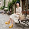 image:imageAllegra K Womens Mary Janes Platform Pumps Halloween Costumes Chunky Heels Dress ShoesYellow