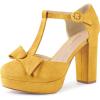 image:imageAllegra K Womens Mary Janes Platform Pumps Halloween Costumes Chunky Heels Dress ShoesYellow