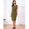 image:imageAllegra K Business Dress for Womens Work Elegant 2026 Cap Sleeve Belted Office Sheath DressesArmy Green