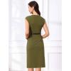 image:imageAllegra K Business Dress for Womens Work Elegant 2026 Cap Sleeve Belted Office Sheath DressesArmy Green