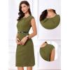 image:imageAllegra K Business Dress for Womens Work Elegant 2026 Cap Sleeve Belted Office Sheath DressesArmy Green