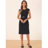 image:imageAllegra K Business Dress for Womens Work Elegant 2026 Cap Sleeve Belted Office Sheath DressesBlack