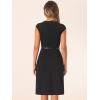 image:imageAllegra K Business Dress for Womens Work Elegant 2026 Cap Sleeve Belted Office Sheath DressesBlack