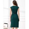 image:imageAllegra K Business Dress for Womens Work Elegant 2026 Cap Sleeve Belted Office Sheath DressesBlue Green