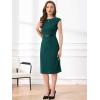 image:imageAllegra K Business Dress for Womens Work Elegant 2026 Cap Sleeve Belted Office Sheath DressesBlue Green