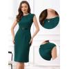 image:imageAllegra K Business Dress for Womens Work Elegant 2026 Cap Sleeve Belted Office Sheath DressesBlue Green