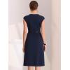 image:imageAllegra K Business Dress for Womens Work Elegant 2026 Cap Sleeve Belted Office Sheath DressesDark Blue