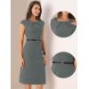 image:imageAllegra K Business Dress for Womens Work Elegant 2026 Cap Sleeve Belted Office Sheath DressesDark Grey