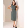 image:imageAllegra K Business Dress for Womens Work Elegant 2026 Cap Sleeve Belted Office Sheath DressesDark Grey