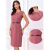 image:imageAllegra K Business Dress for Womens Work Elegant 2026 Cap Sleeve Belted Office Sheath DressesDark Pink