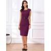 image:imageAllegra K Business Dress for Womens Work Elegant 2026 Cap Sleeve Belted Office Sheath DressesFushcia