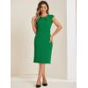 image:imageAllegra K Business Dress for Womens Work Elegant 2026 Cap Sleeve Belted Office Sheath DressesGreen