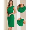 image:imageAllegra K Business Dress for Womens Work Elegant 2026 Cap Sleeve Belted Office Sheath DressesGreen